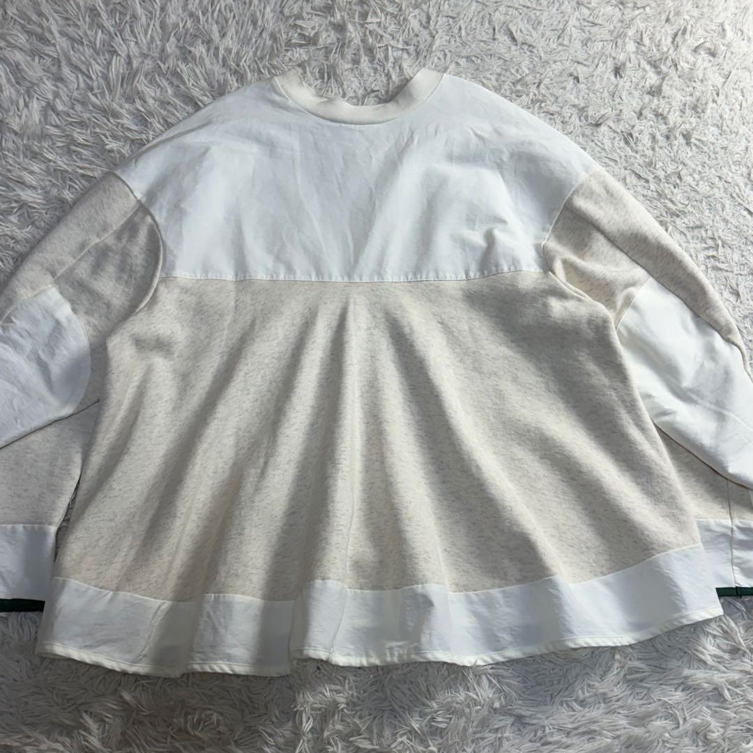 美品 ナゴンスタンス バックウォームコンビプルオーバー 切替 白 レイヤード