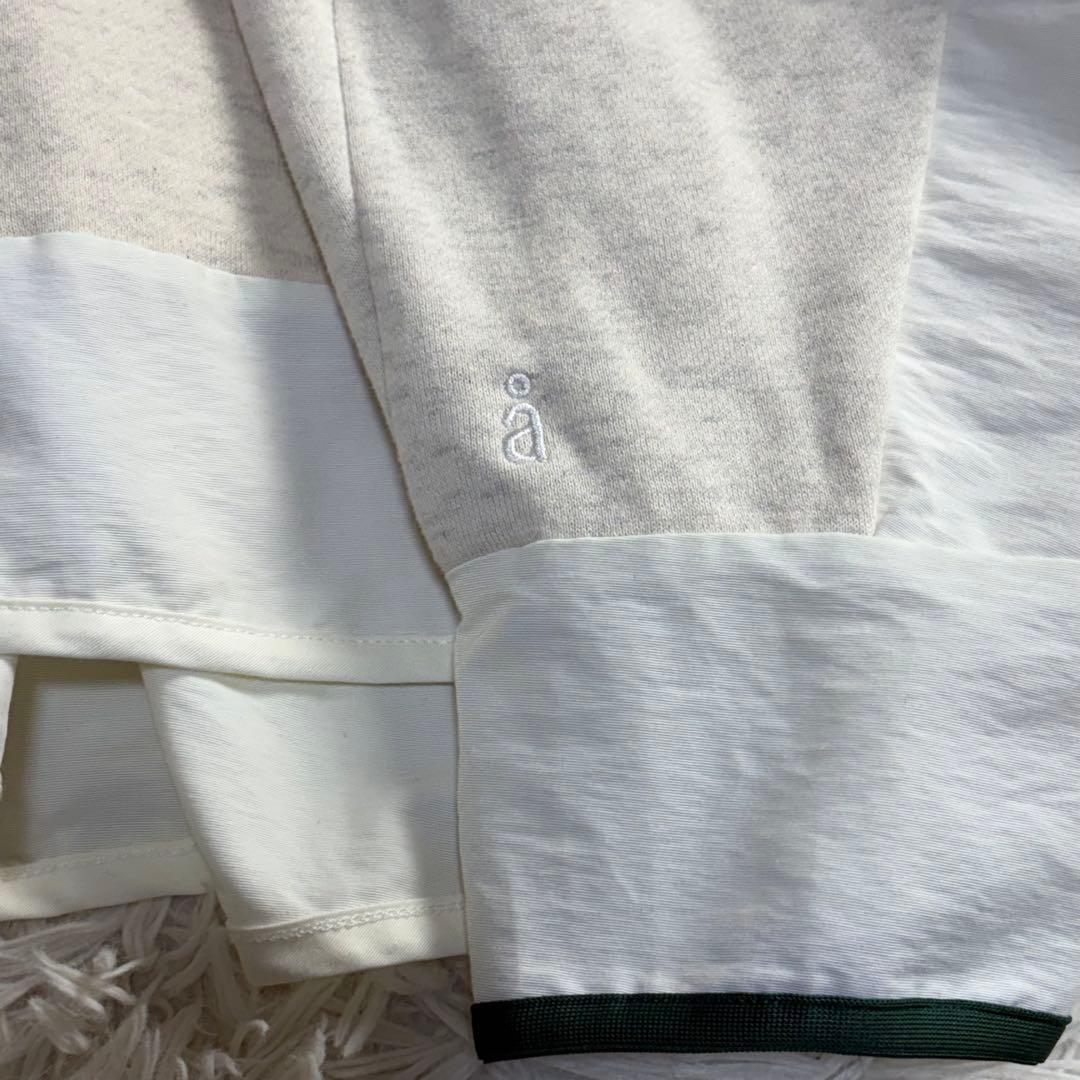 美品 ナゴンスタンス バックウォームコンビプルオーバー 切替 白 レイヤード