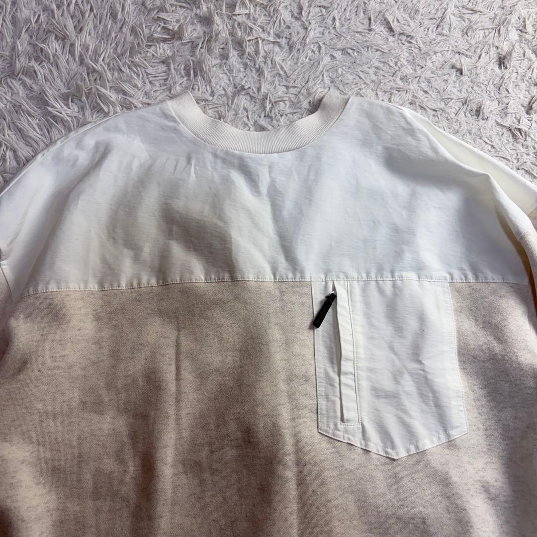 美品 ナゴンスタンス バックウォームコンビプルオーバー 切替 白 レイヤード