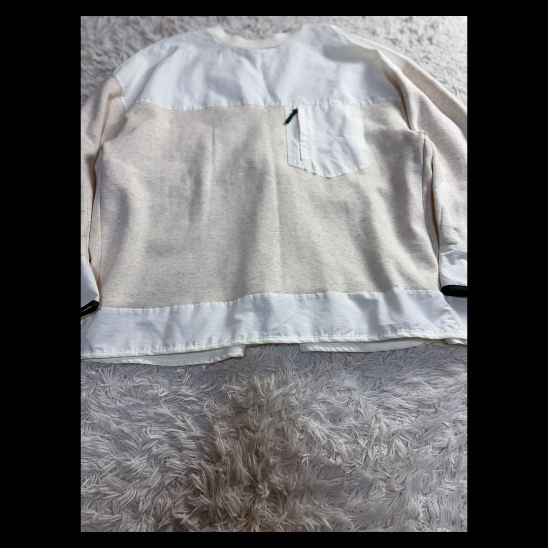 美品 ナゴンスタンス バックウォームコンビプルオーバー 切替 白 レイヤード