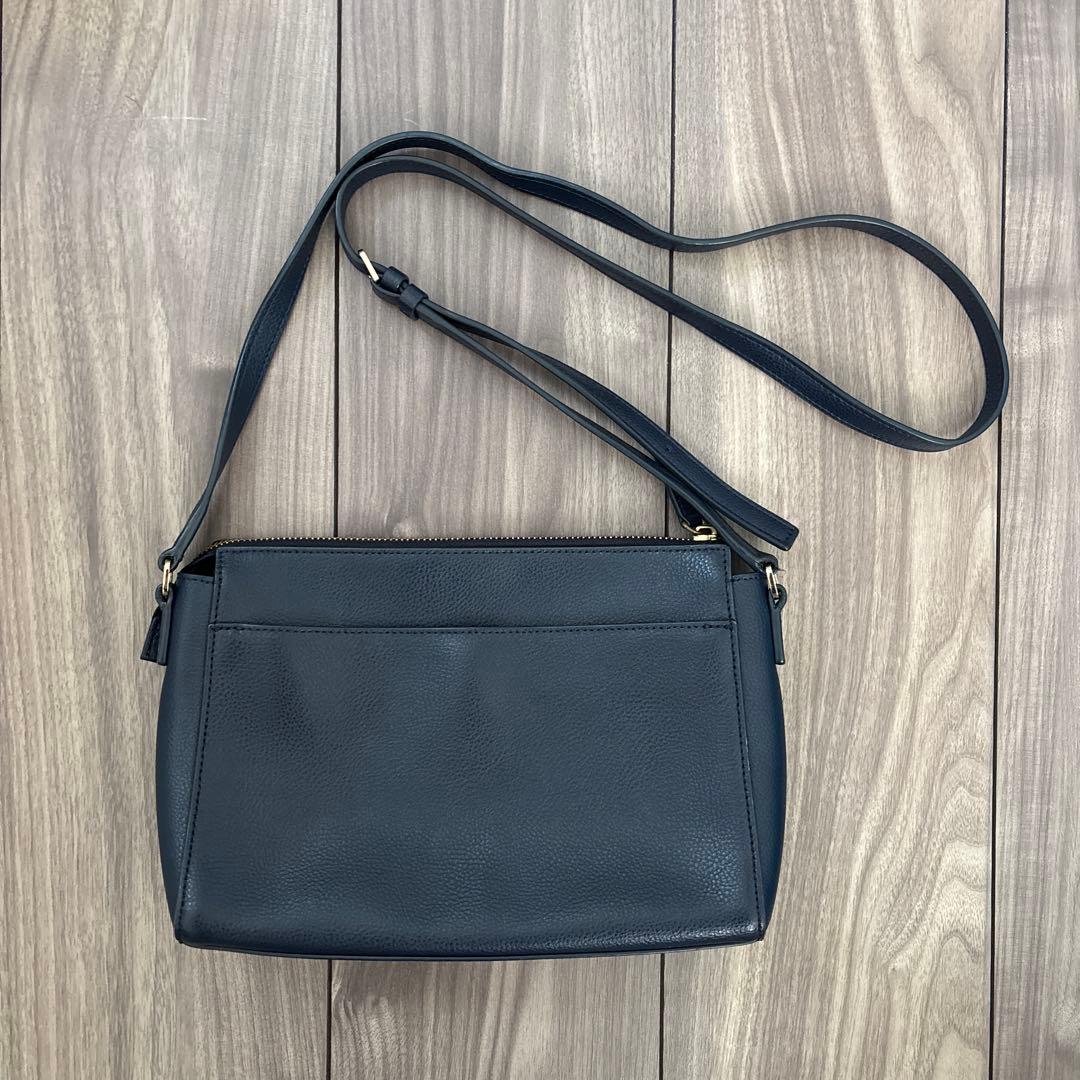 【美品】アニエスベー ショルダーバッグ ネイビー 紺 agnes b 牛革レザー