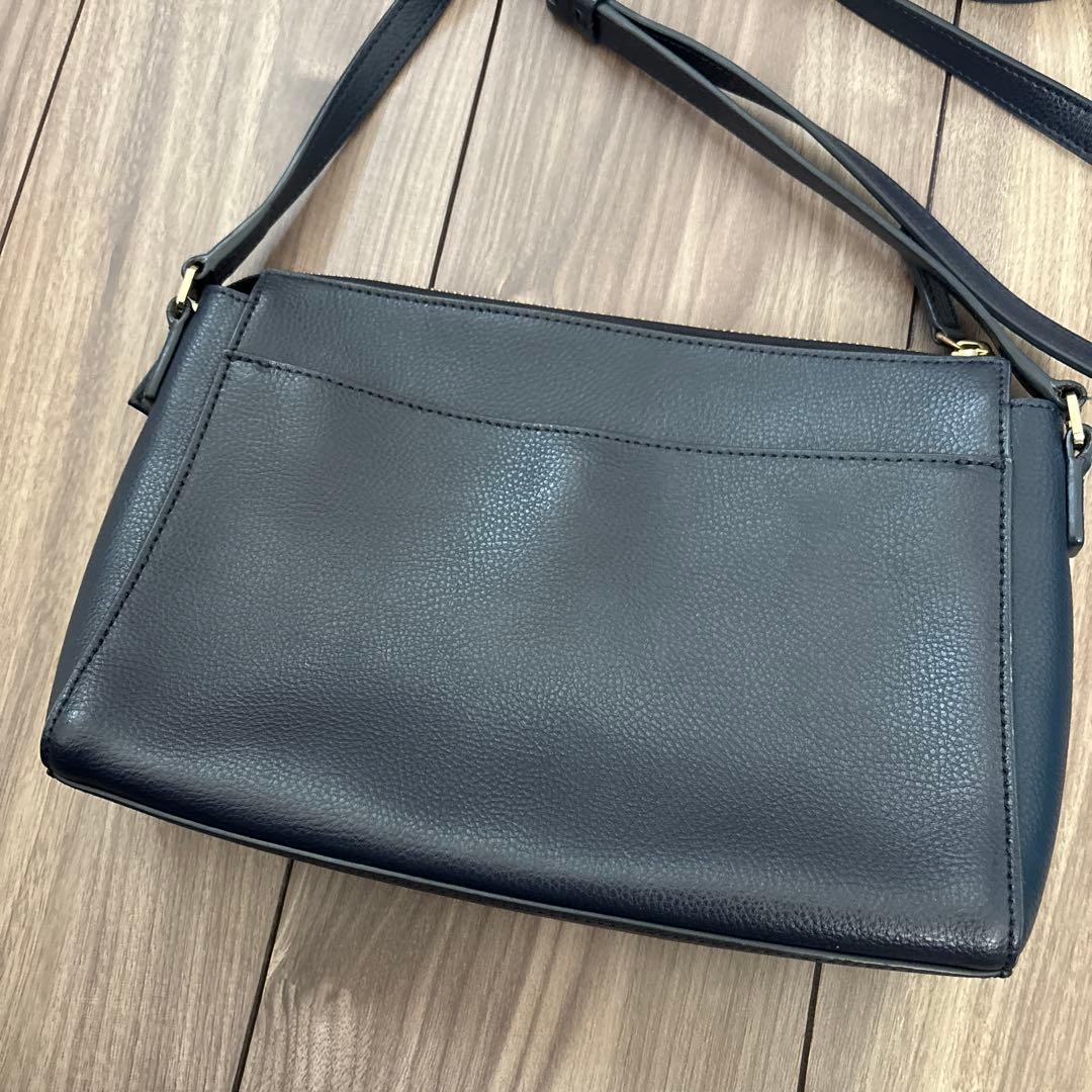 【美品】アニエスベー ショルダーバッグ ネイビー 紺 agnes b 牛革レザー