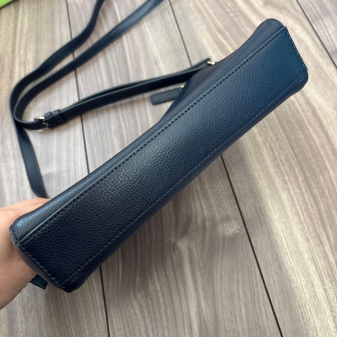 【美品】アニエスベー ショルダーバッグ ネイビー 紺 agnes b 牛革レザー