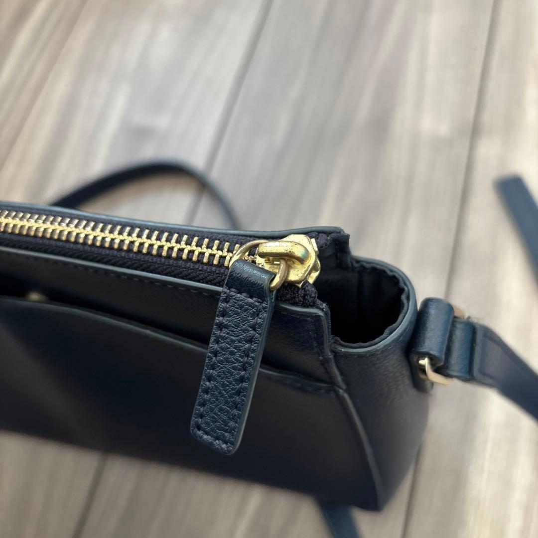 【美品】アニエスベー ショルダーバッグ ネイビー 紺 agnes b 牛革レザー