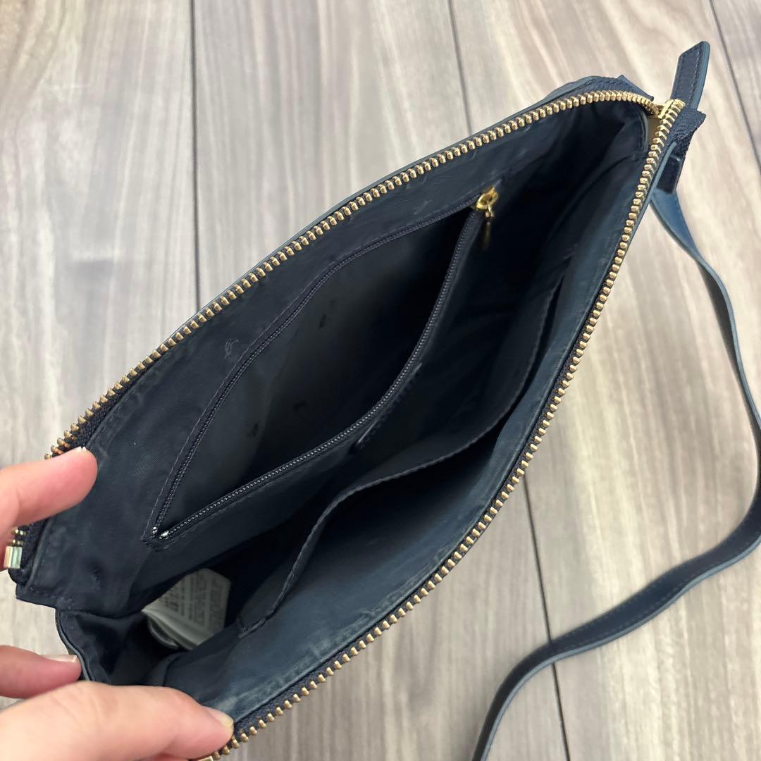 【美品】アニエスベー ショルダーバッグ ネイビー 紺 agnes b 牛革レザー