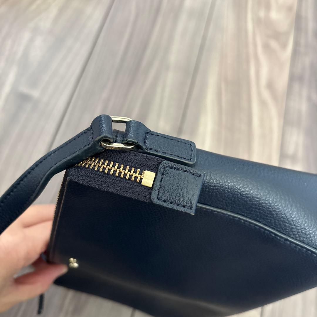 【美品】アニエスベー ショルダーバッグ ネイビー 紺 agnes b 牛革レザー