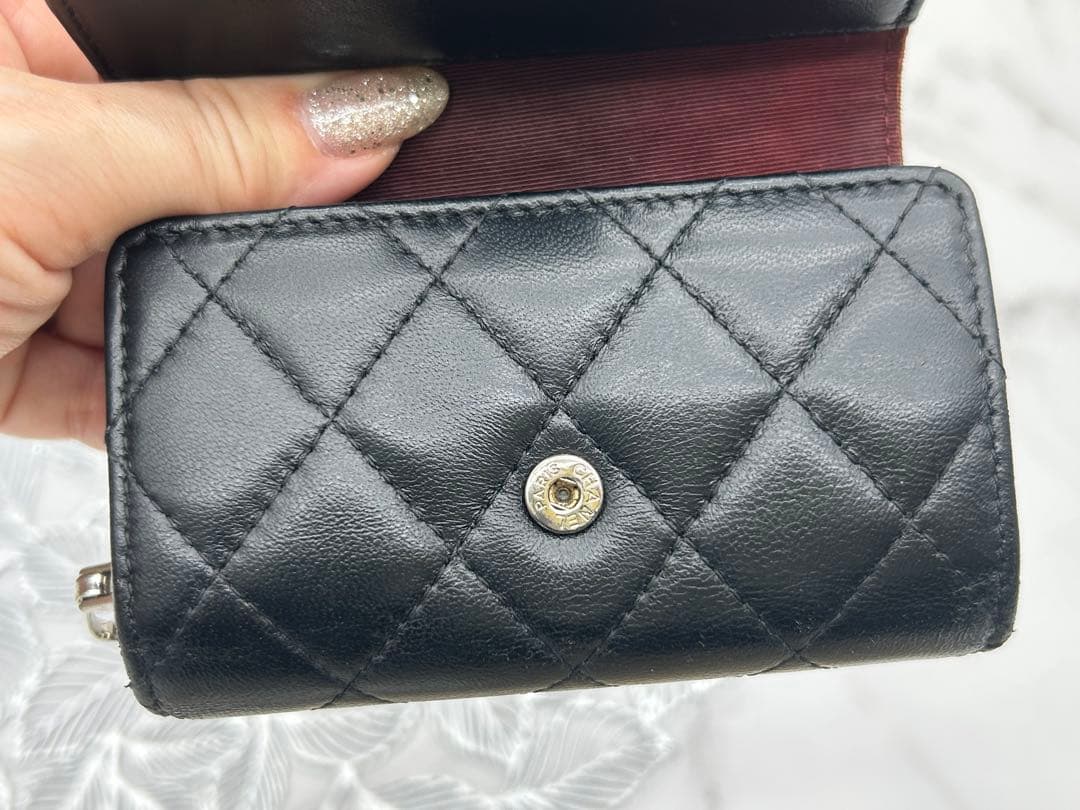 CHANEL シャネル マトラッセ ラムスキン 4連キーケース 黒　金田