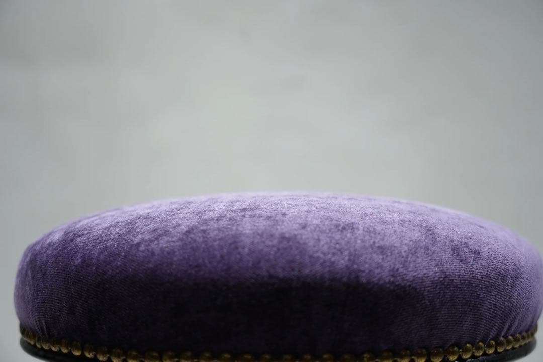 ナポレオンスツール　フランスアンティーク　赤 ベルベット　回転椅子 張替済