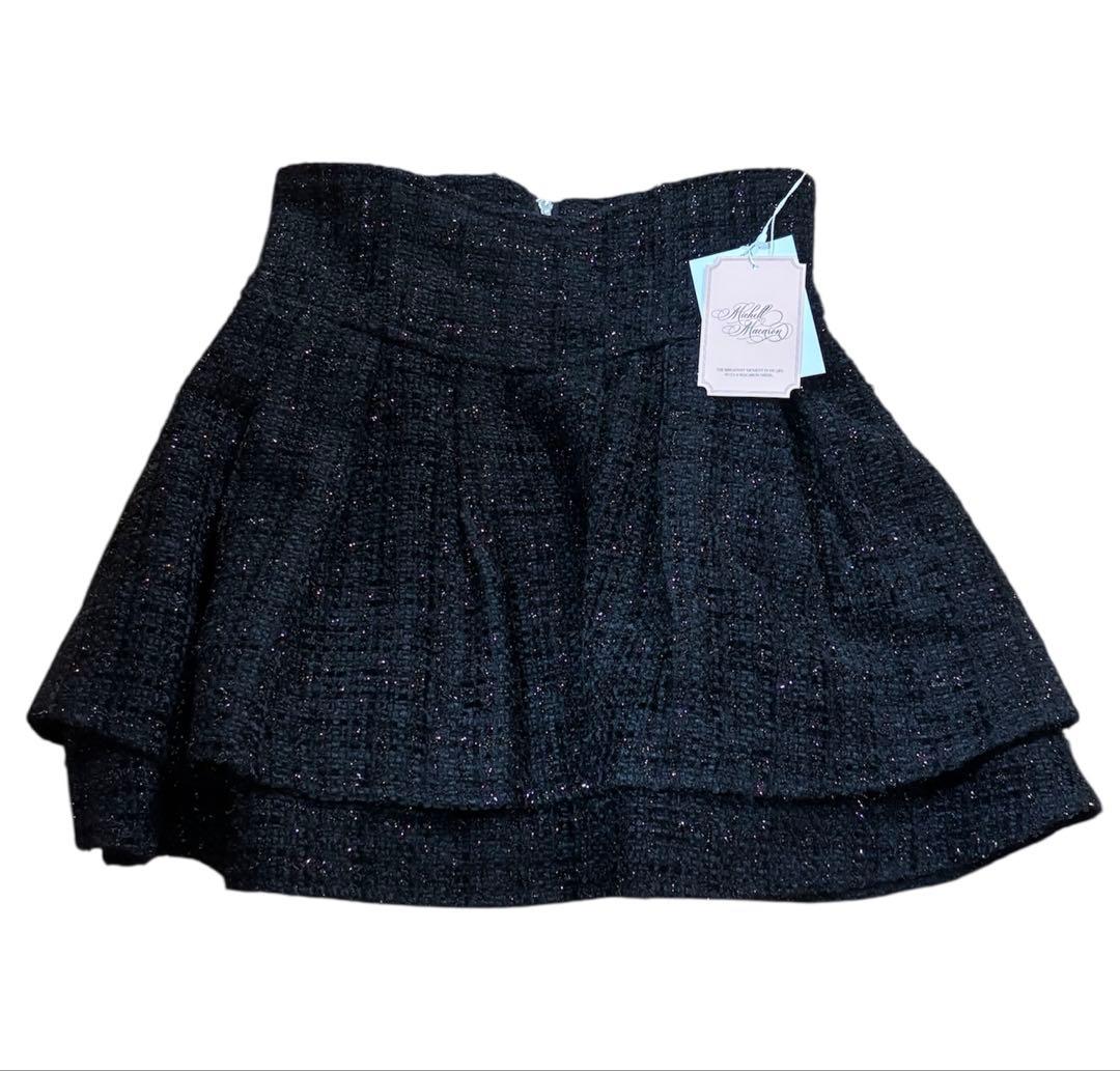 ファンシーツイード美脚スカート　ブラック　S