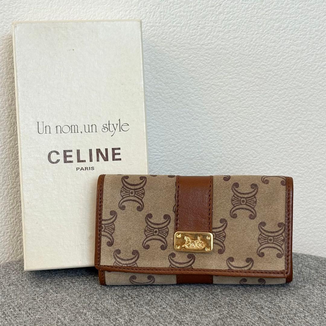 【箱付き】【極美品】セリーヌ マカダム柄 キーケース ゴールド 馬車金具 240