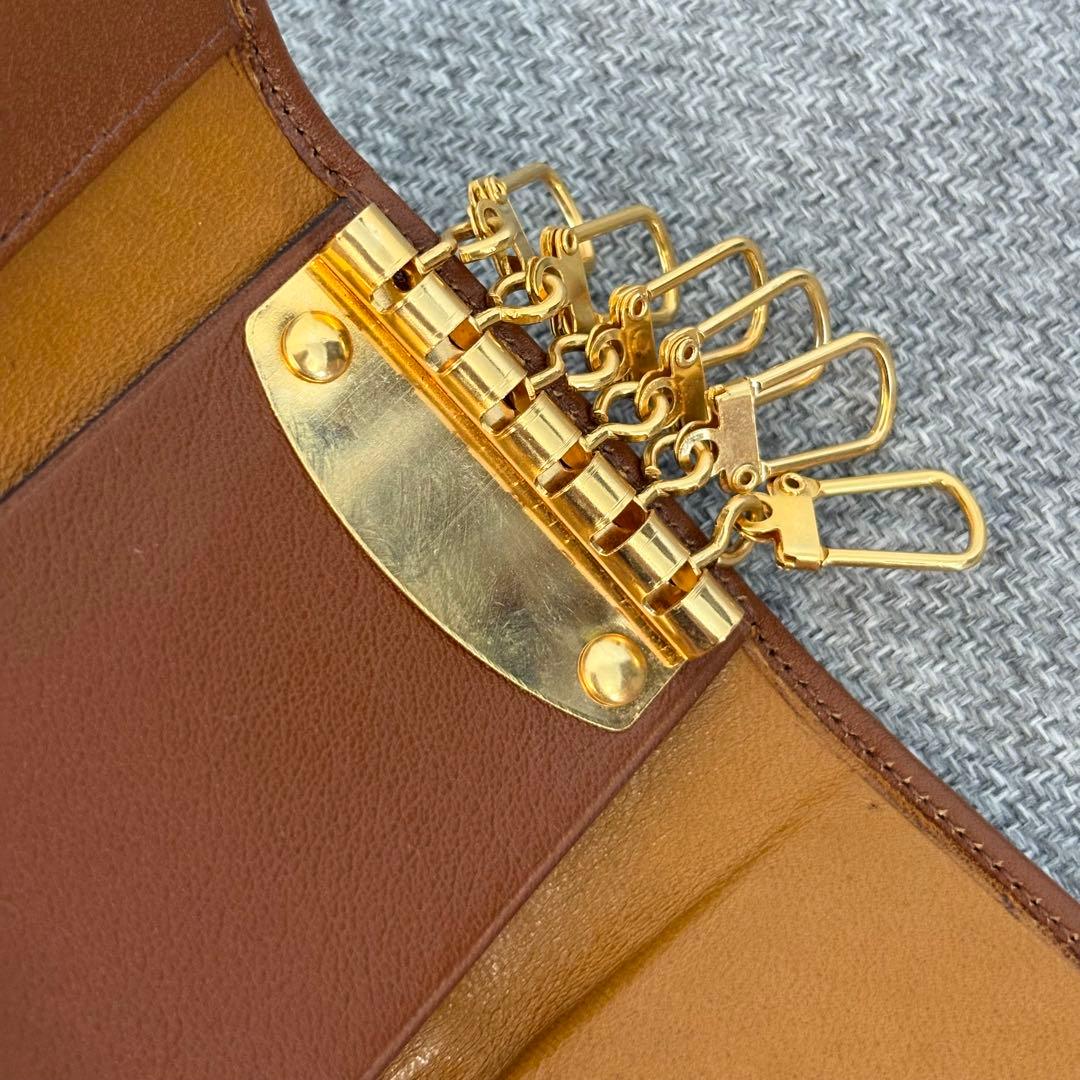 【箱付き】【極美品】セリーヌ マカダム柄 キーケース ゴールド 馬車金具 240