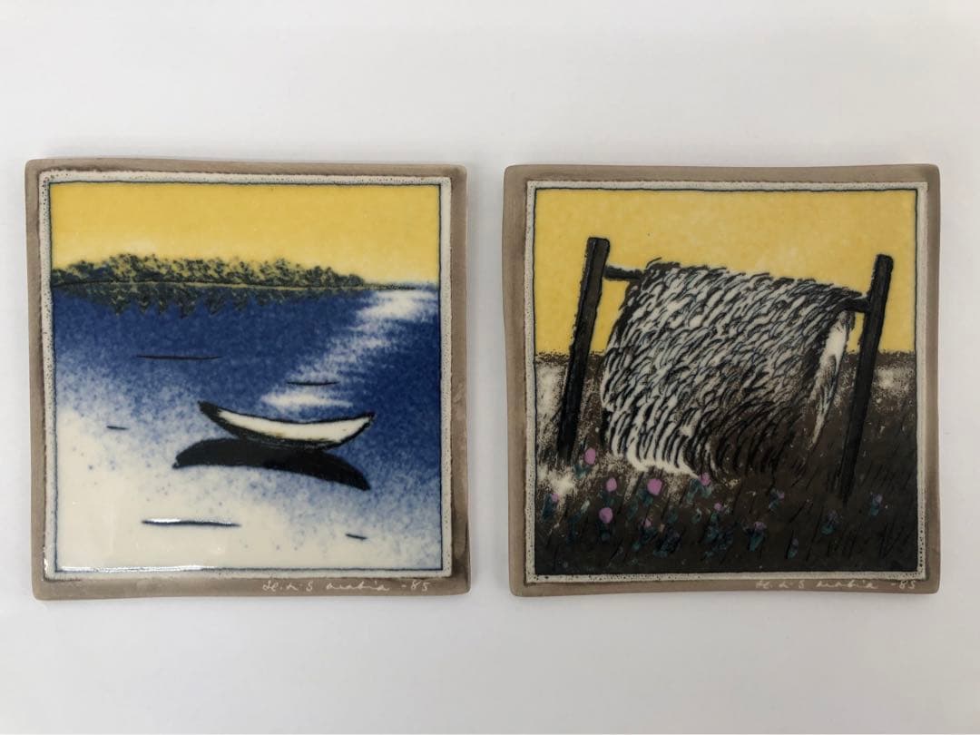 アラビア ヘルヤ・リウッコ 「朝焼けのボート」　「マットを干す」　2点セット