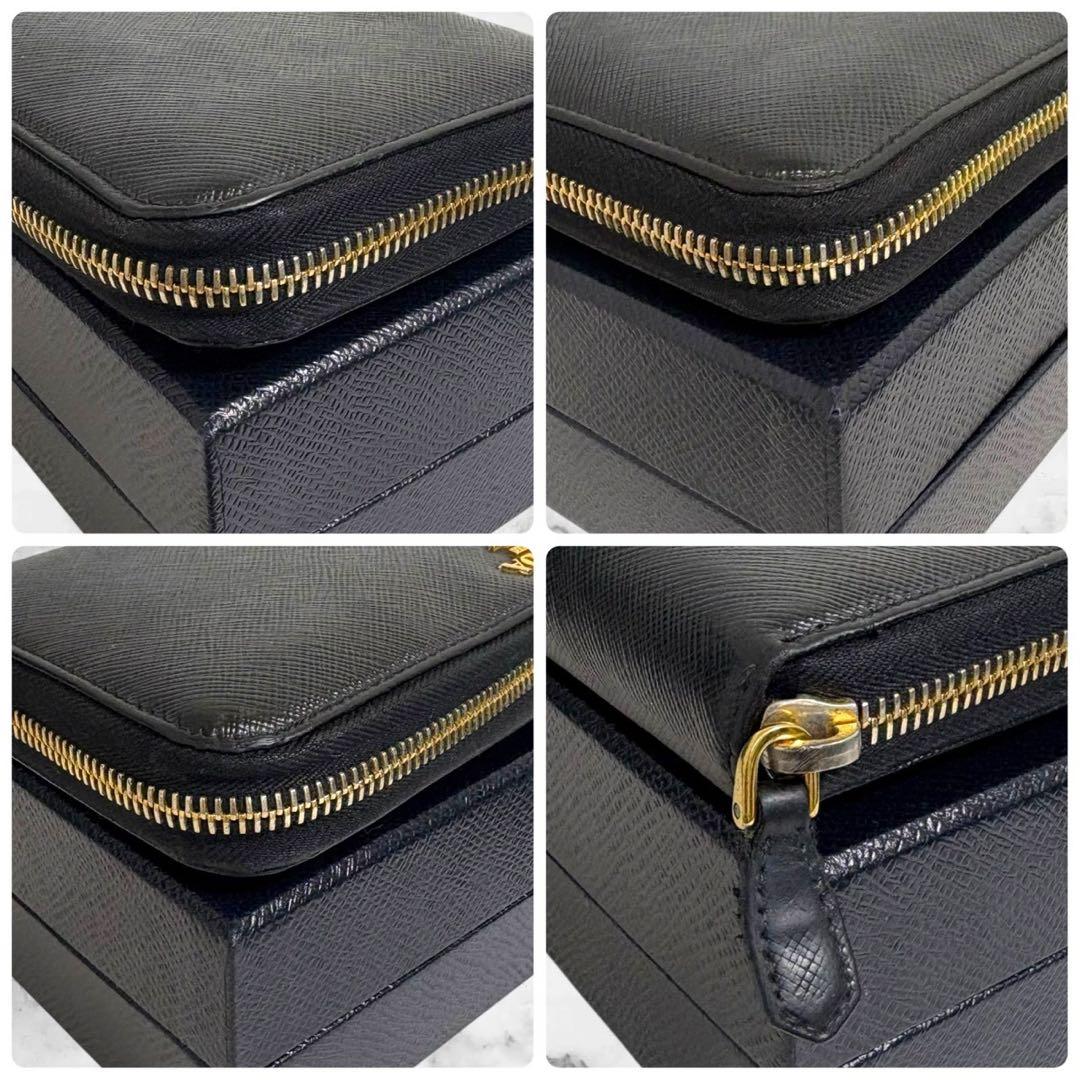 極上美品✨ PRADA プラダ サフィアーノ 長財布 ブラック　ラウンドジップ