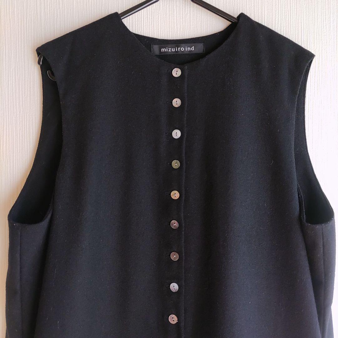 ミズイロインド　クルーネック　サロペット　黒