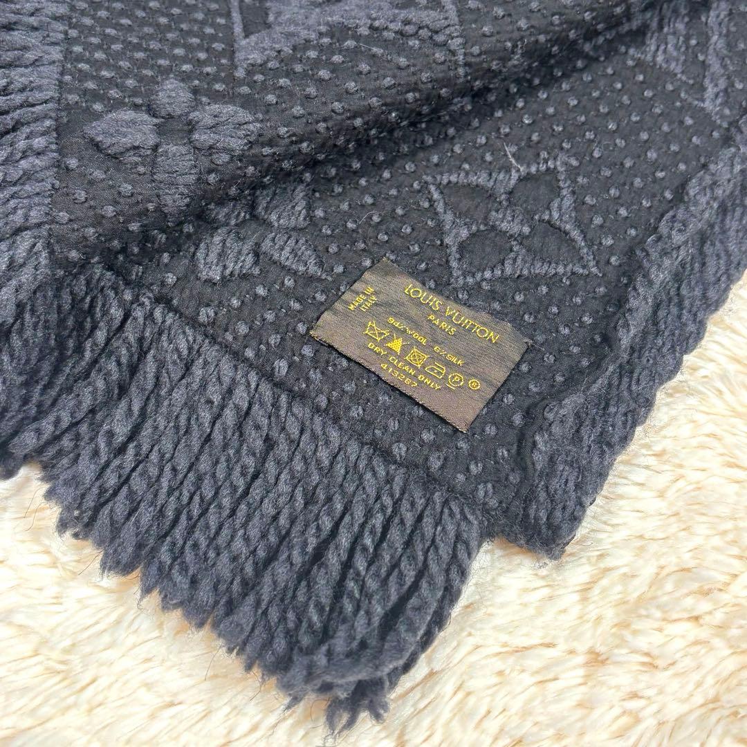 Louis Vuitton ルイヴィトン マフラー エシャルプ ロゴマニア 黒