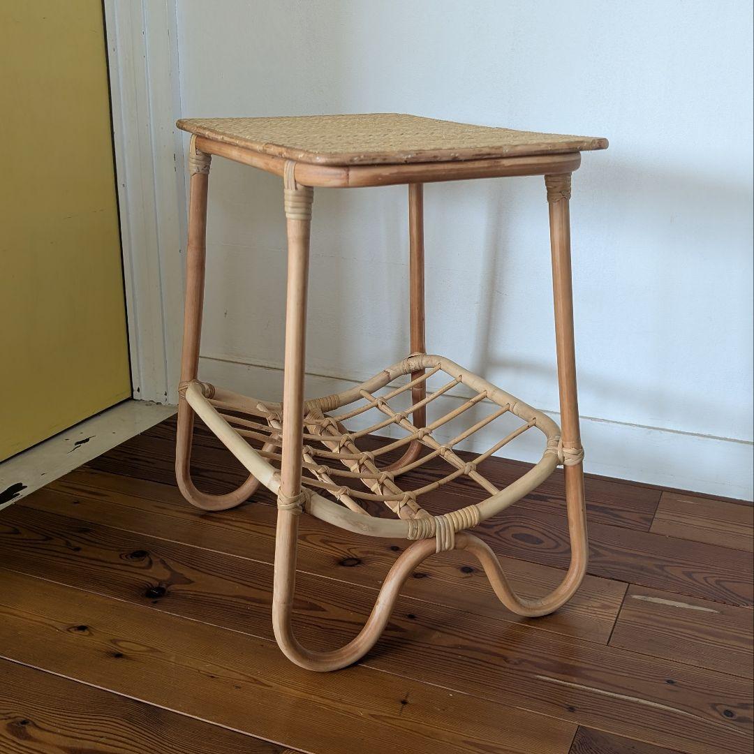 ラタン サイドテーブル ナチュラルウッド