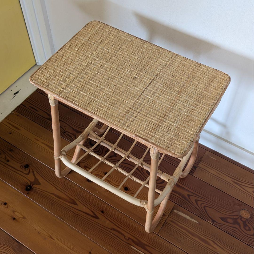 ラタン サイドテーブル ナチュラルウッド