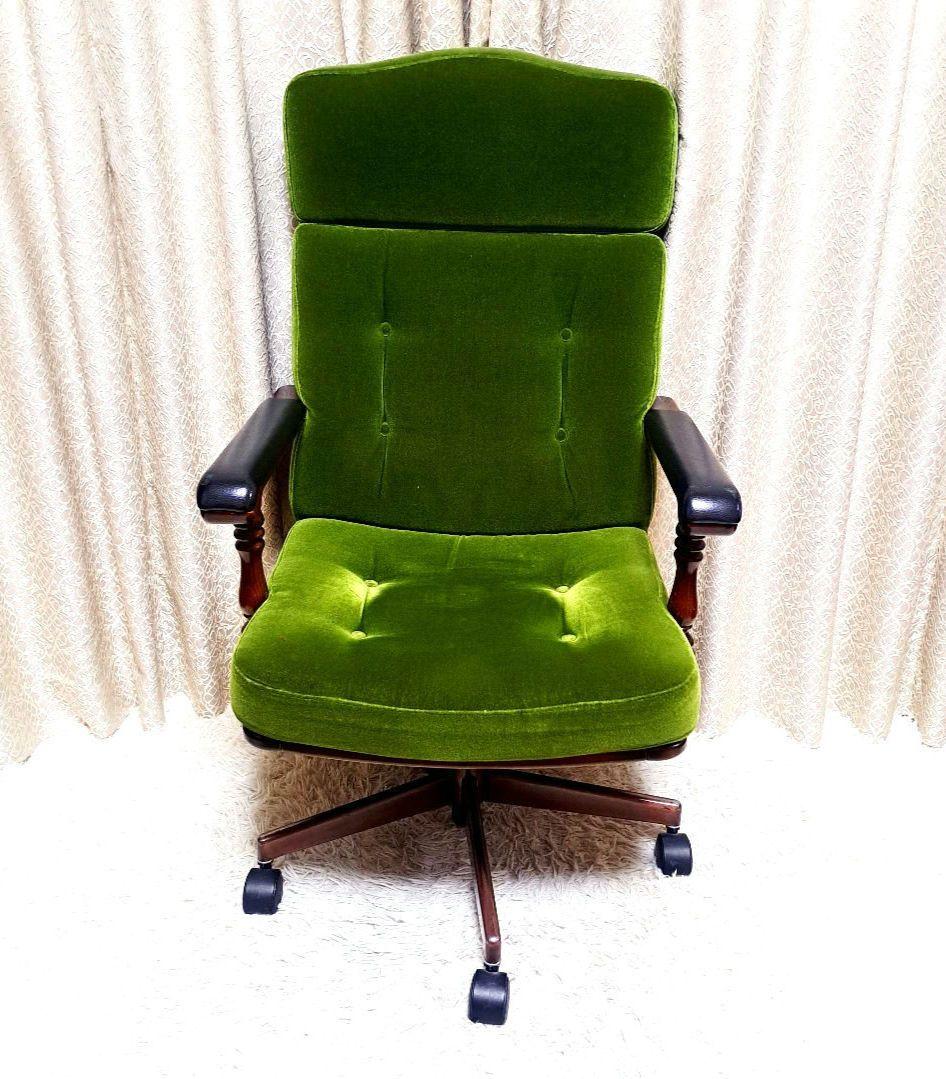 カリモク デスクチェア コロニアル モケットグリーン XC0650GK