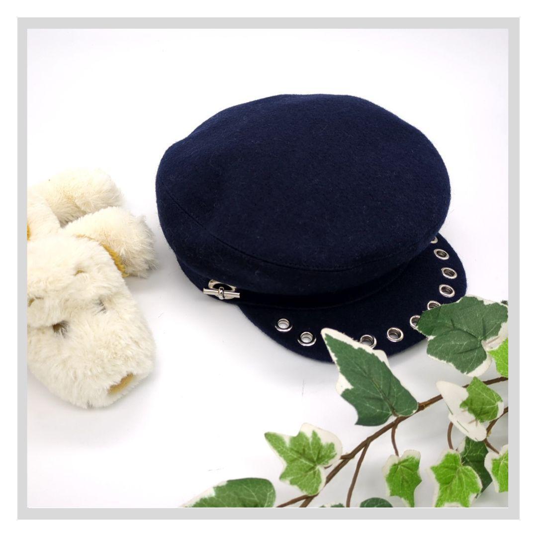 エルメス ヴォーバンセーラー キャスケット　帽子　キャップ ネイビー ウール