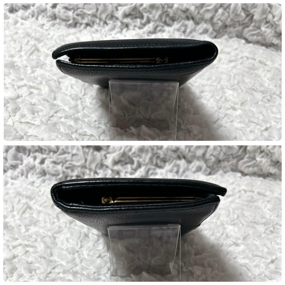 箱付✨CHANEL ブラックレザー 長財布　がま口　キャビアスキン