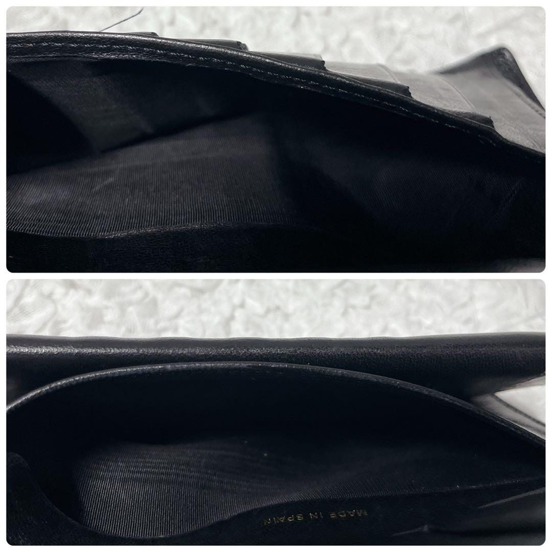 箱付✨CHANEL ブラックレザー 長財布　がま口　キャビアスキン