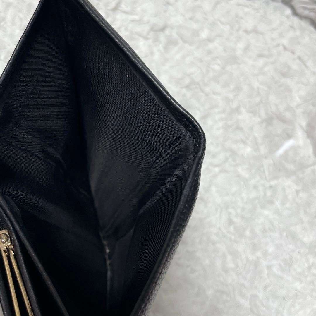 箱付✨CHANEL ブラックレザー 長財布　がま口　キャビアスキン