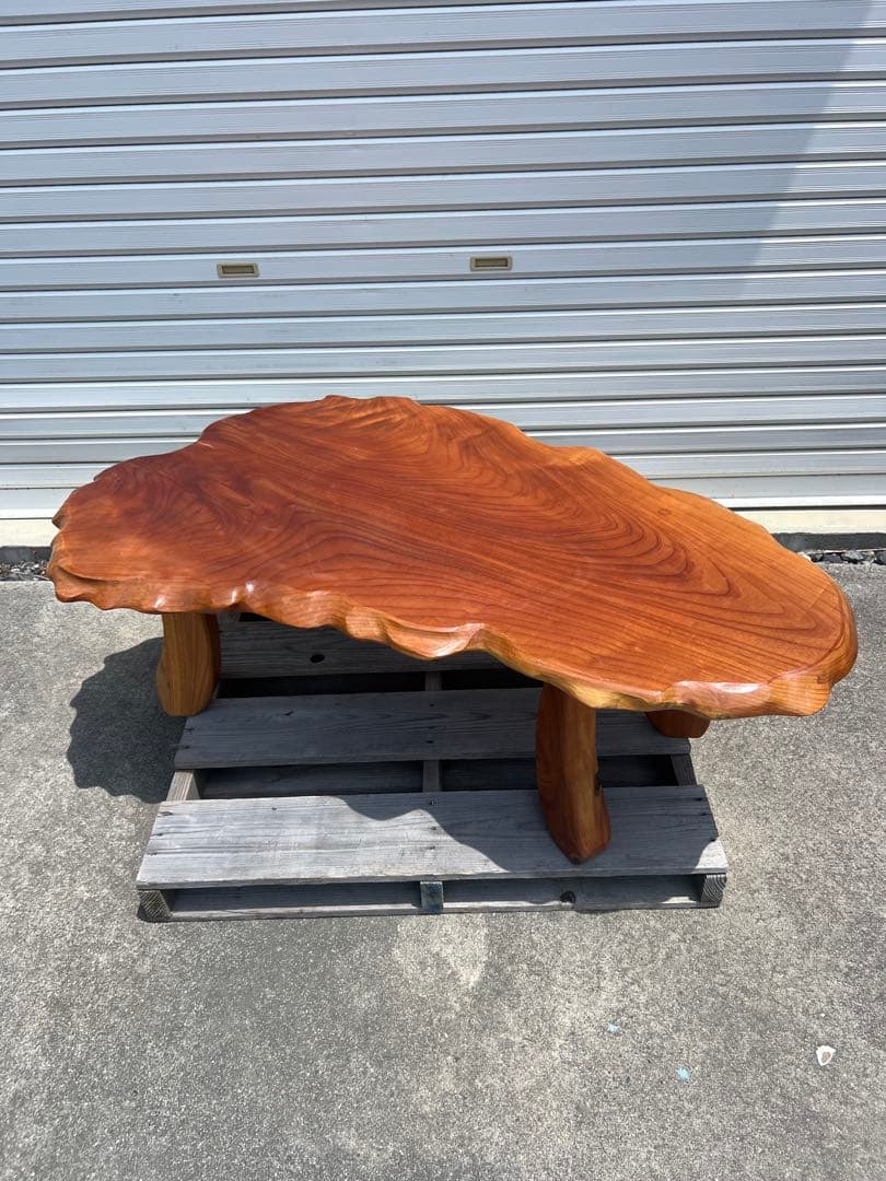 昭和レトロ 欅？ 一枚板 天然木 座卓 ちゃぶ台 古道具 古民具 花台