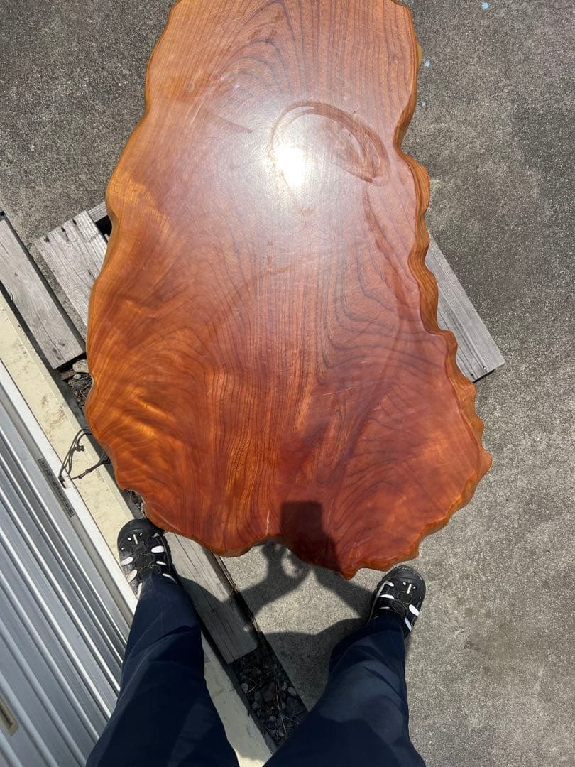 昭和レトロ 欅？ 一枚板 天然木 座卓 ちゃぶ台 古道具 古民具 花台