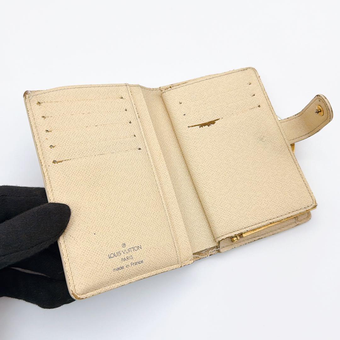 ルイヴィトン ポルトフォイユ ヴィエノワ ダミエアズール 折り財布 がま口 白色
