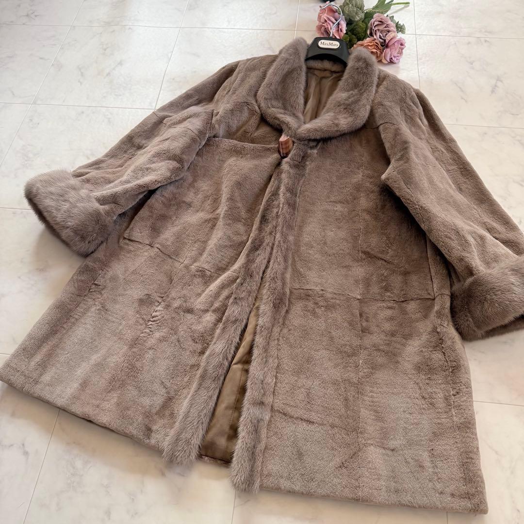 希少 メンズ 染めミンク トリミング シェアード リバーシブルファーコート 毛皮