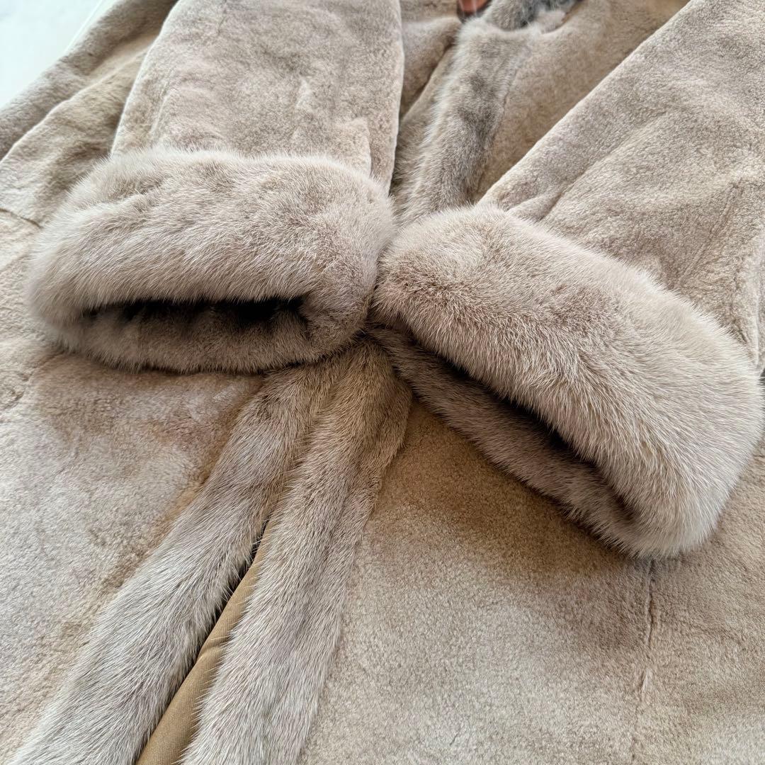 希少 メンズ 染めミンク トリミング シェアード リバーシブルファーコート 毛皮