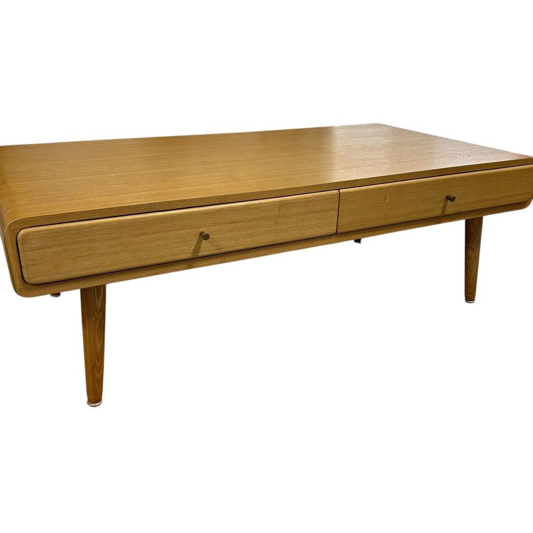 三環ジャパン ナチュラル木目 リビングテーブル 引き出し4杯付き