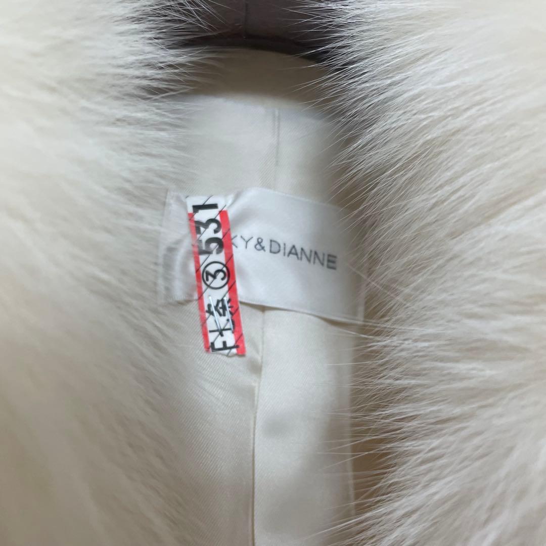 Pinky&Dianne ホワイトウールロングコート ファー襟付き
