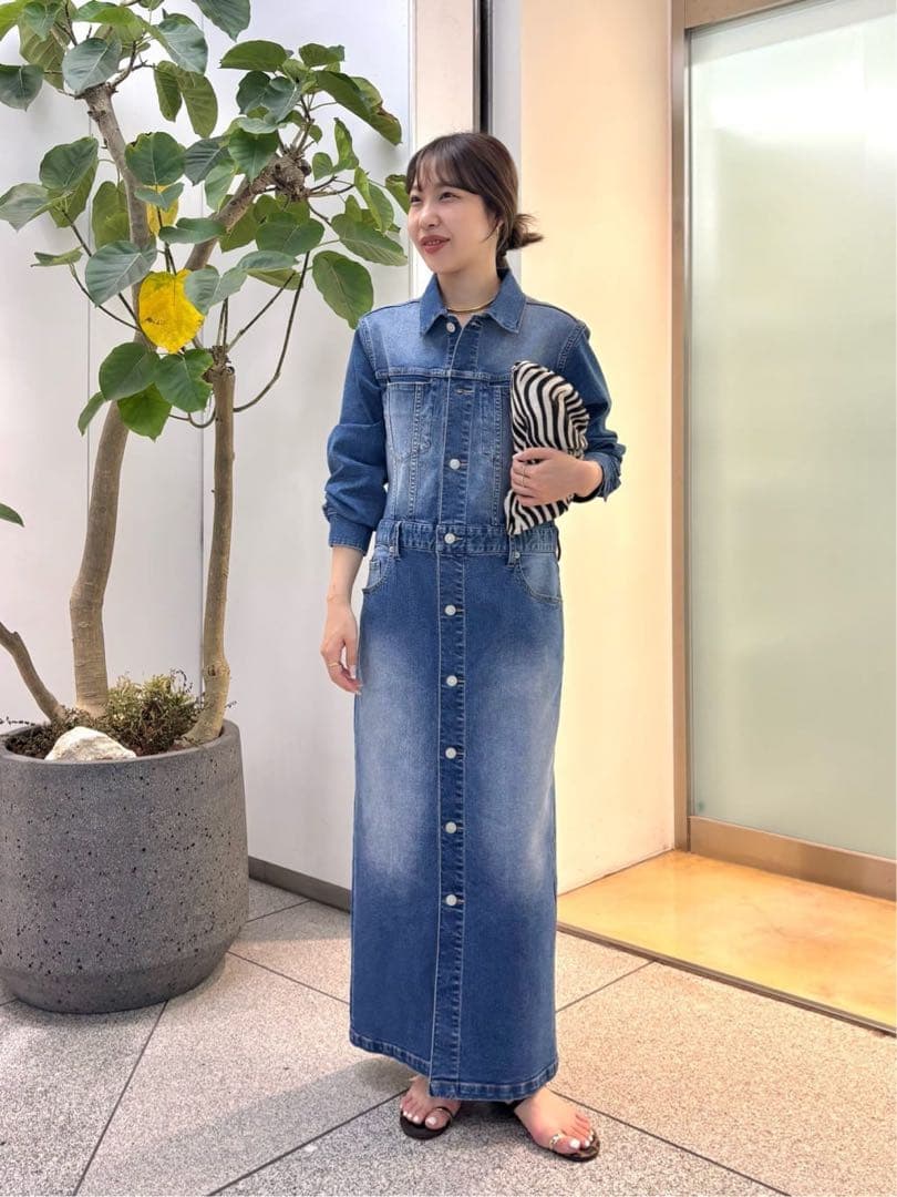 【美品】2025AW WhimGazette ストレッチデニムワンピース　ブルー