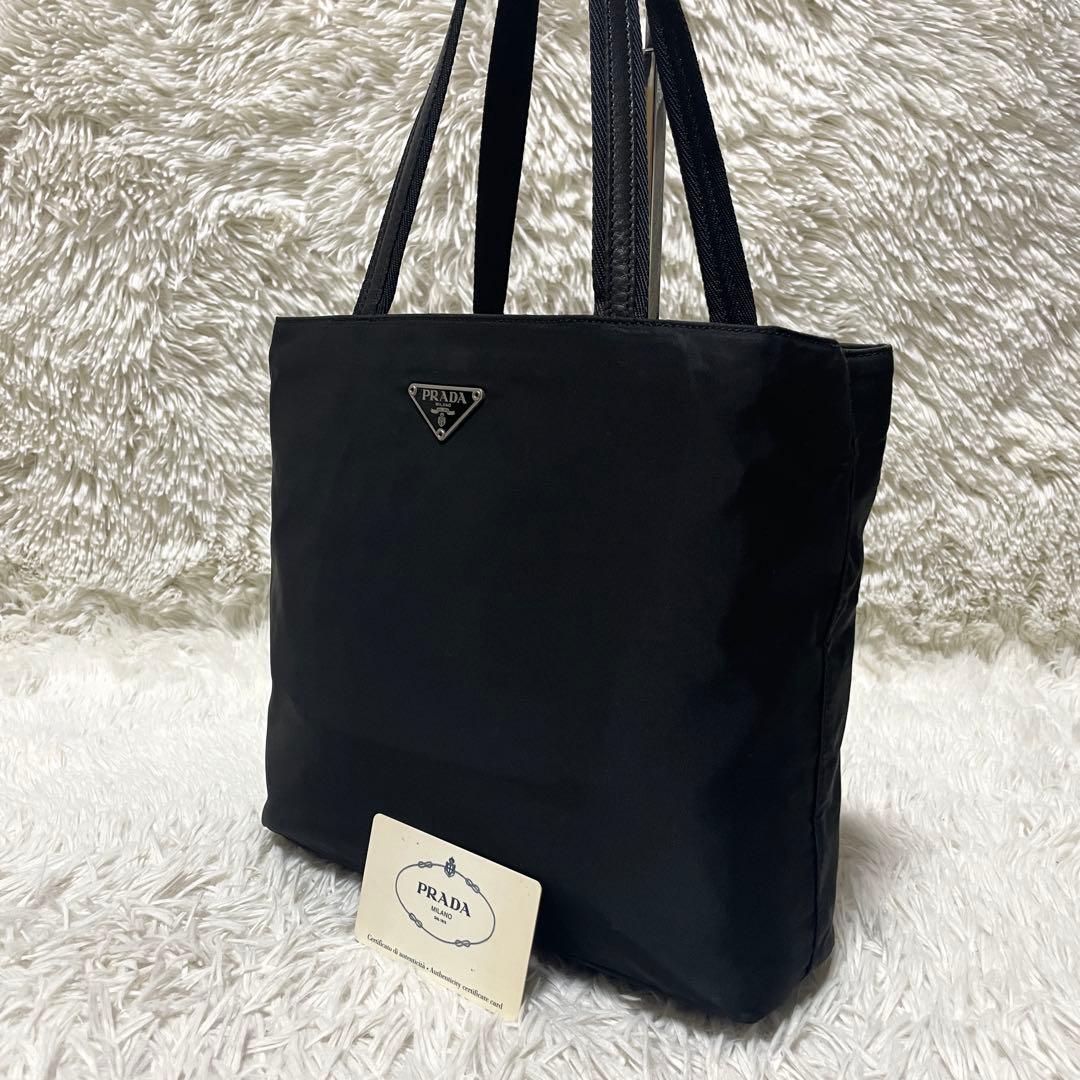 【良品】PRADA プラダ　トートバッグ　ナイロン　レザー　ブラック　黒　肩掛け