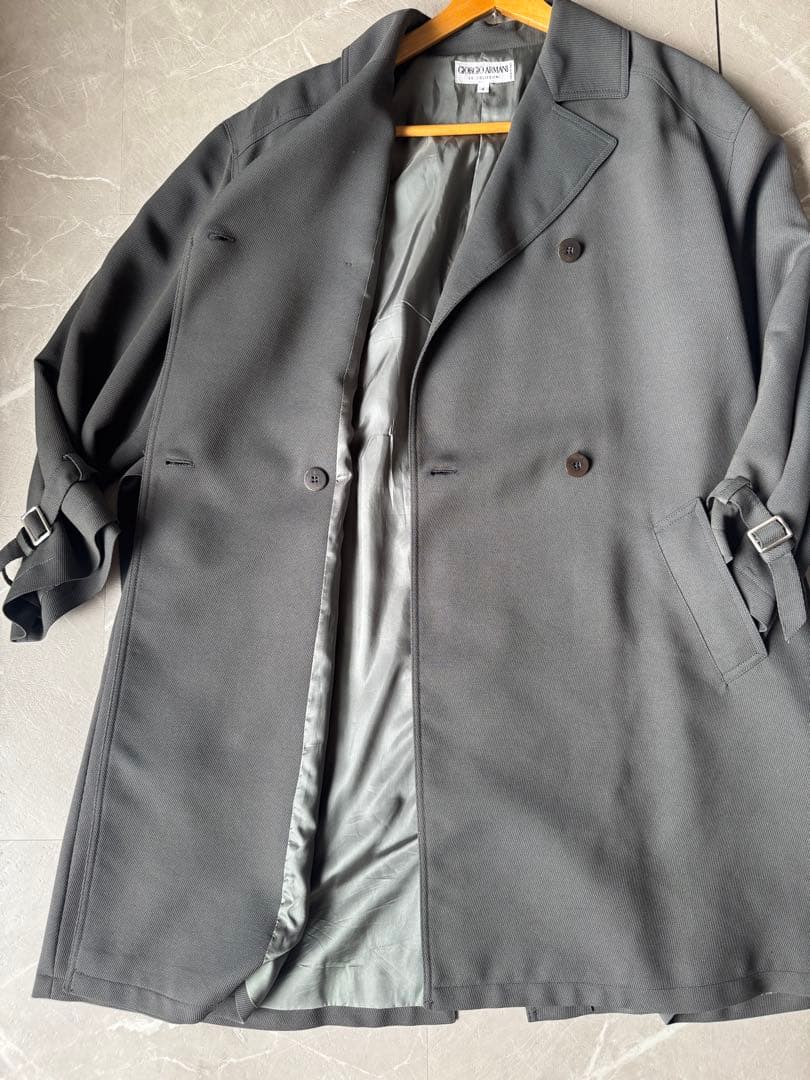 値下げ ジョルジオアルマーニ ベルト付き ロングコート グレー