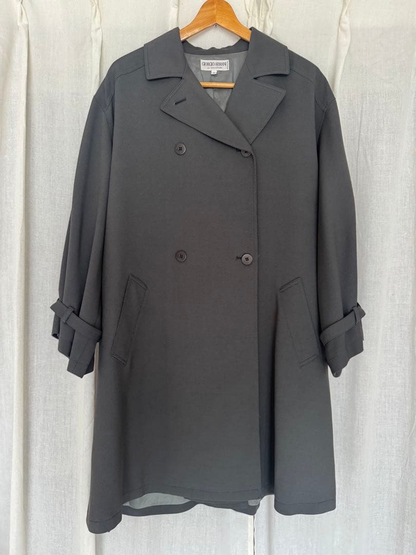 値下げ ジョルジオアルマーニ ベルト付き ロングコート グレー