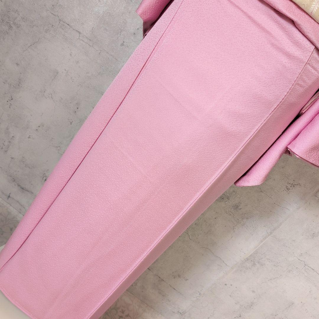 色無地　着物　フルセット　正絹　ピンク　しつけ糸　着物美品　F6