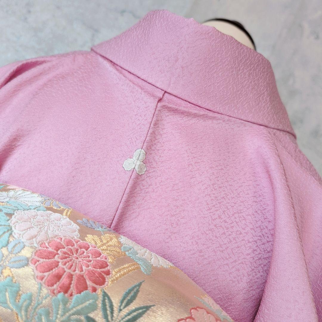 色無地　着物　フルセット　正絹　ピンク　しつけ糸　着物美品　F6