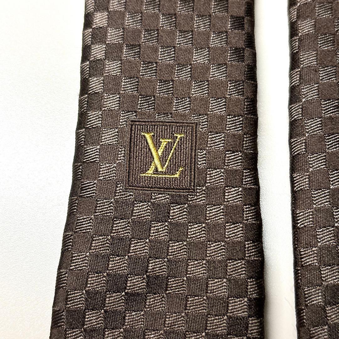 ルイヴィトン LV マイクロダミエ ネクタイ ブラウン ビジネス フォーマル
