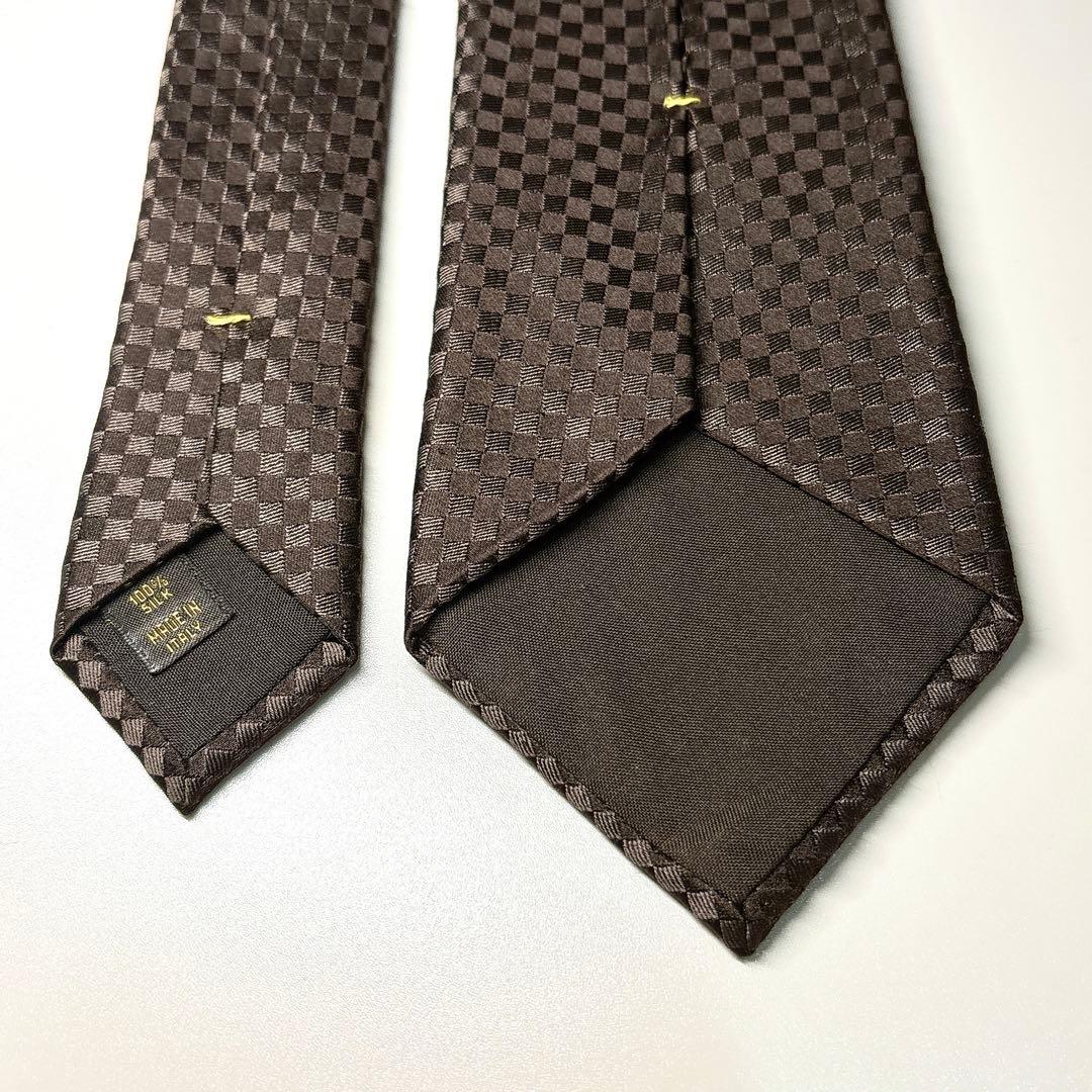 ルイヴィトン LV マイクロダミエ ネクタイ ブラウン ビジネス フォーマル
