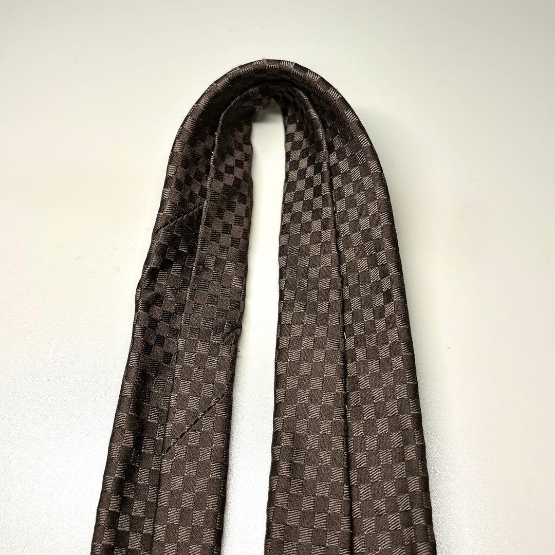 ルイヴィトン LV マイクロダミエ ネクタイ ブラウン ビジネス フォーマル