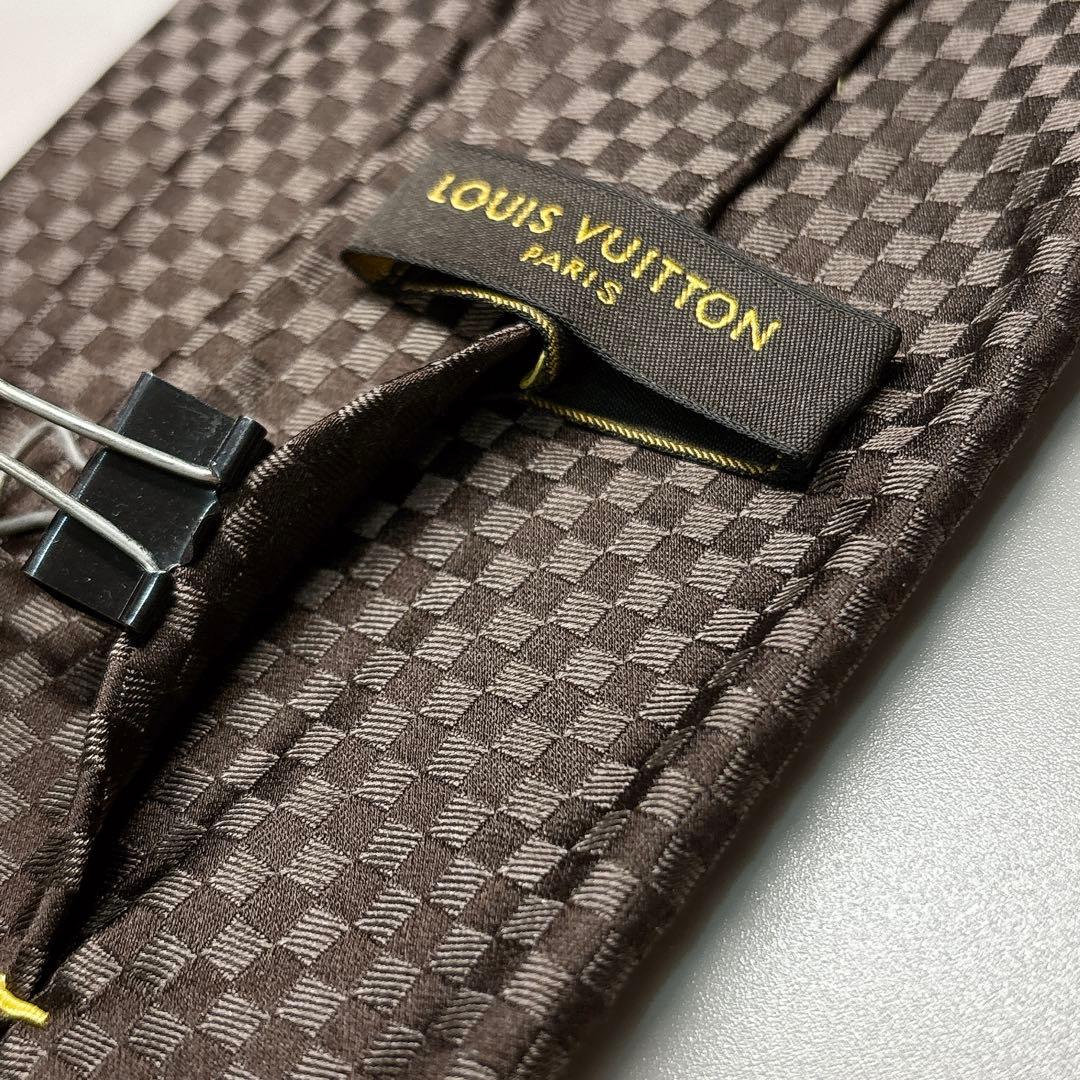 ルイヴィトン LV マイクロダミエ ネクタイ ブラウン ビジネス フォーマル