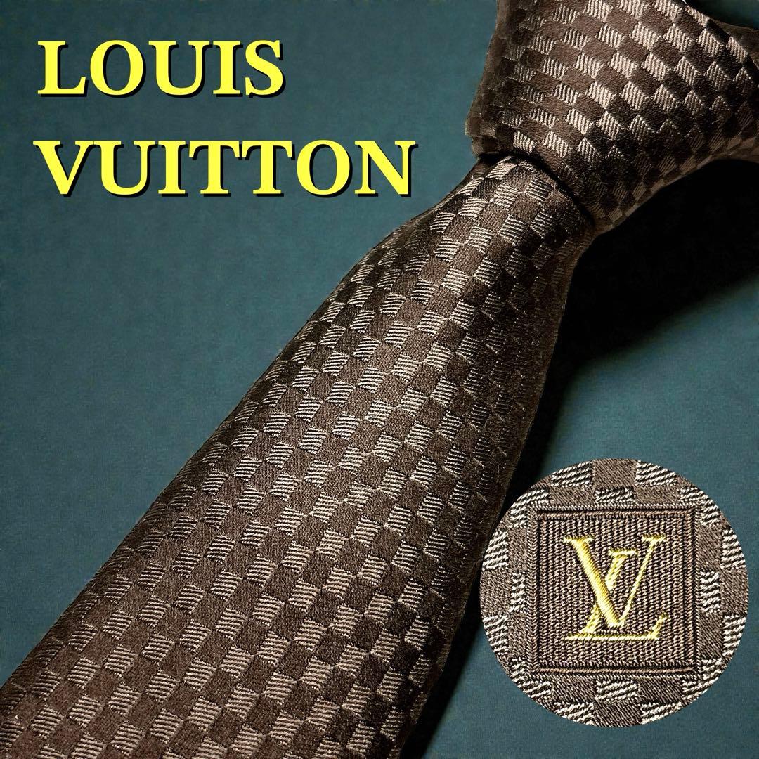 ルイヴィトン LV マイクロダミエ ネクタイ ブラウン ビジネス フォーマル