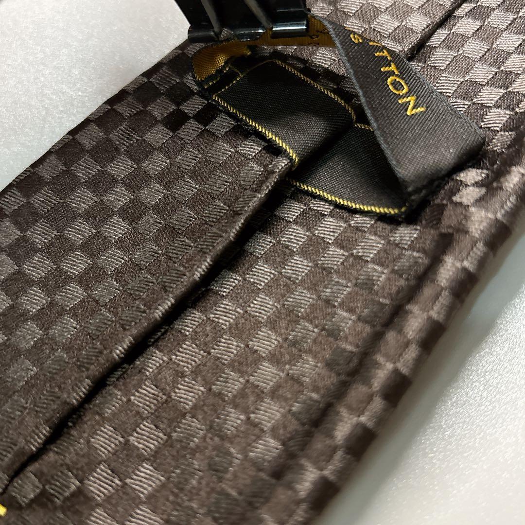 ルイヴィトン LV マイクロダミエ ネクタイ ブラウン ビジネス フォーマル