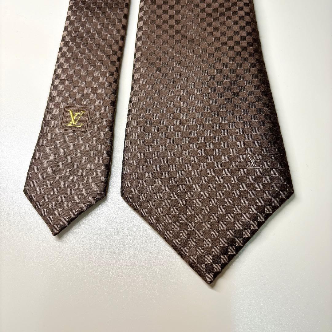 ルイヴィトン LV マイクロダミエ ネクタイ ブラウン ビジネス フォーマル