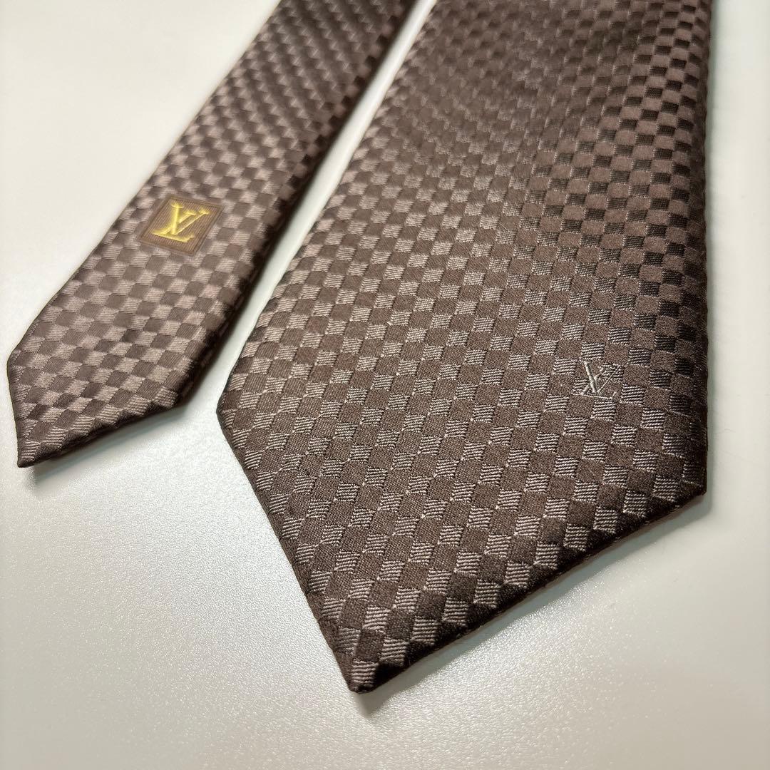 ルイヴィトン LV マイクロダミエ ネクタイ ブラウン ビジネス フォーマル
