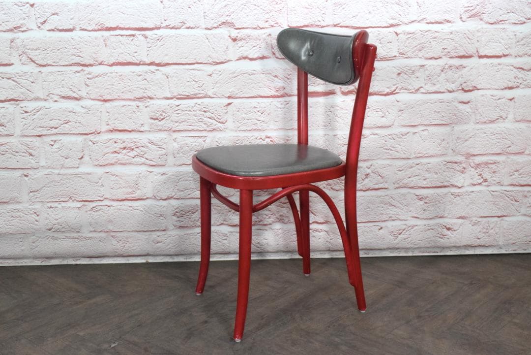 4点　TON/トン バナナチェア PVCクッション付き ダイニングチェア レッド