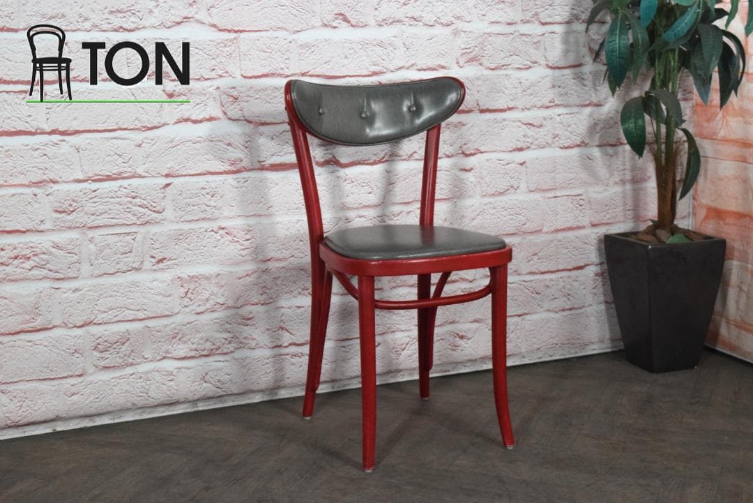 4点　TON/トン バナナチェア PVCクッション付き ダイニングチェア レッド