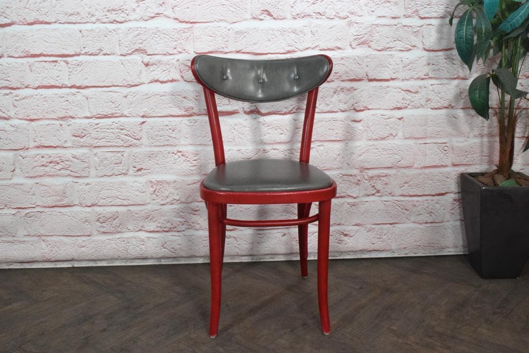 4点　TON/トン バナナチェア PVCクッション付き ダイニングチェア レッド